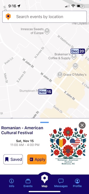 Hex5 map with event markers